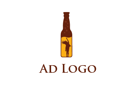 girl dancing inside wine bottle logo