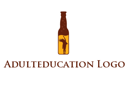 girl dancing inside wine bottle logo