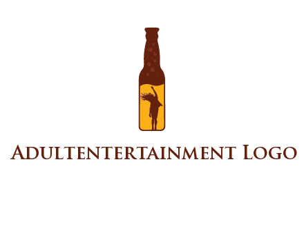 girl dancing inside wine bottle logo