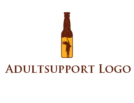girl dancing inside wine bottle logo