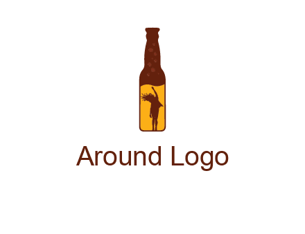 girl dancing inside wine bottle logo