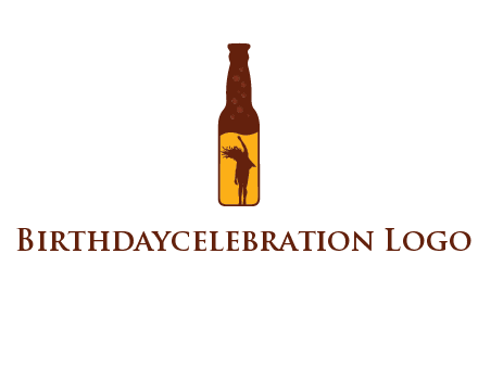 girl dancing inside wine bottle logo