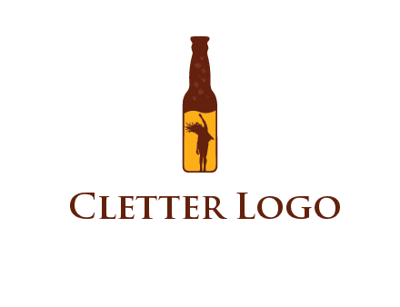 girl dancing inside wine bottle logo