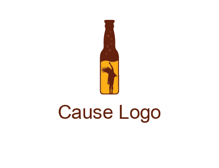 girl dancing inside wine bottle logo