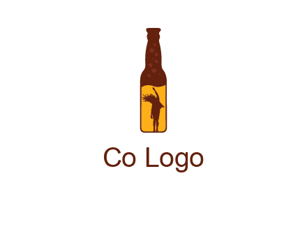 girl dancing inside wine bottle logo