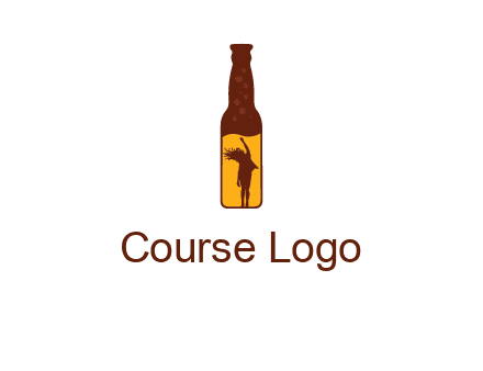 girl dancing inside wine bottle logo