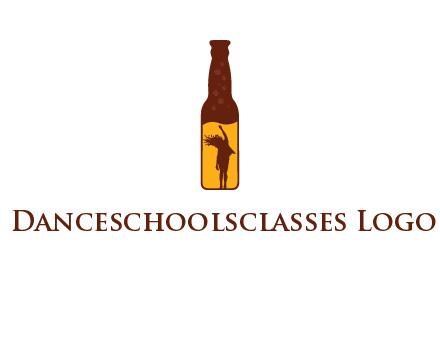 girl dancing inside wine bottle logo