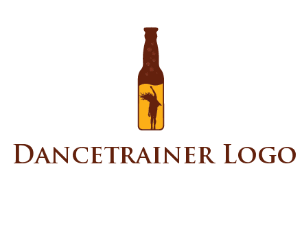 girl dancing inside wine bottle logo