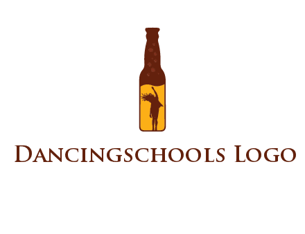 girl dancing inside wine bottle logo