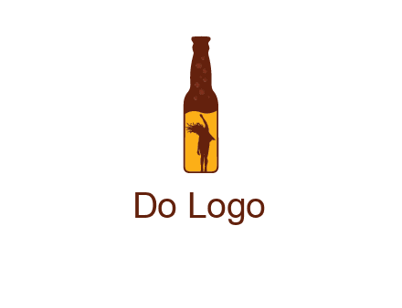 girl dancing inside wine bottle logo