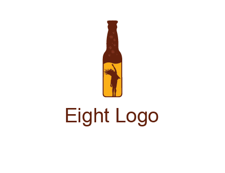 girl dancing inside wine bottle logo
