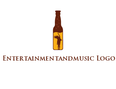girl dancing inside wine bottle logo
