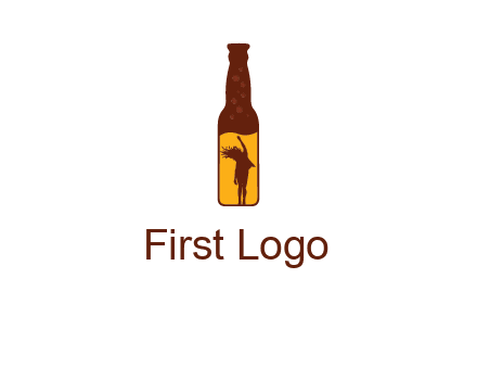 girl dancing inside wine bottle logo