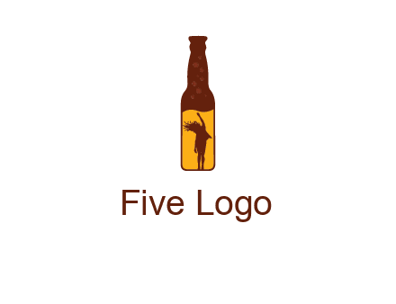 girl dancing inside wine bottle logo