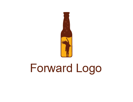 girl dancing inside wine bottle logo