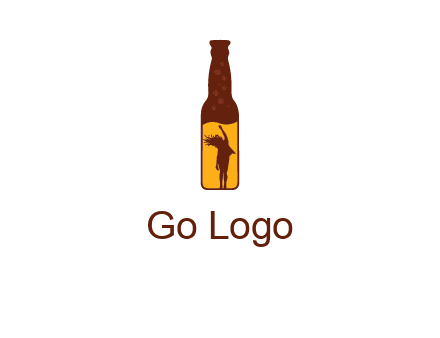 girl dancing inside wine bottle logo