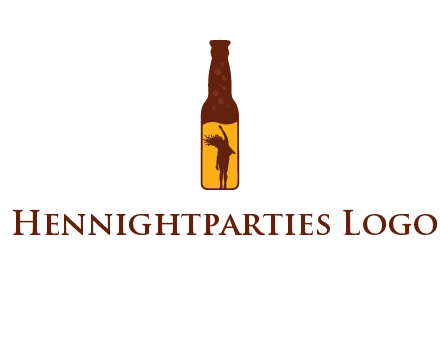 girl dancing inside wine bottle logo