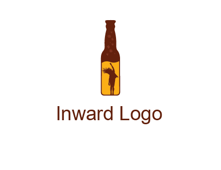 girl dancing inside wine bottle logo