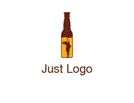 girl dancing inside wine bottle logo