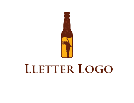 girl dancing inside wine bottle logo