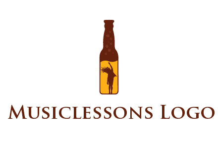 girl dancing inside wine bottle logo