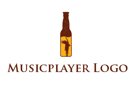 girl dancing inside wine bottle logo