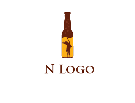 girl dancing inside wine bottle logo