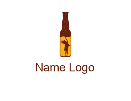 girl dancing inside wine bottle logo