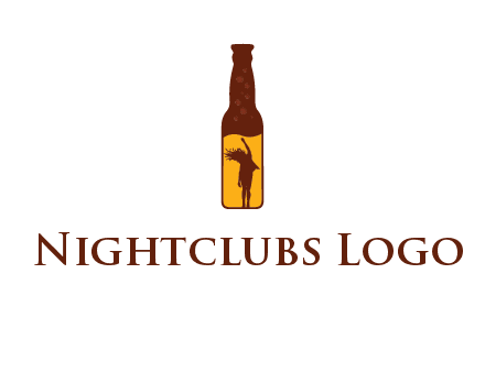 girl dancing inside wine bottle logo
