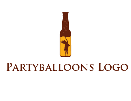 girl dancing inside wine bottle logo