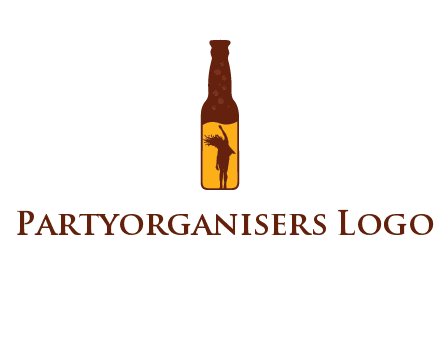 girl dancing inside wine bottle logo