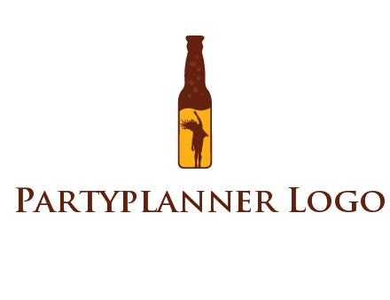 girl dancing inside wine bottle logo