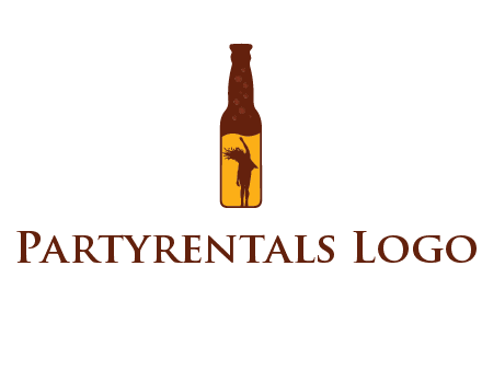 girl dancing inside wine bottle logo