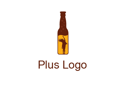 girl dancing inside wine bottle logo