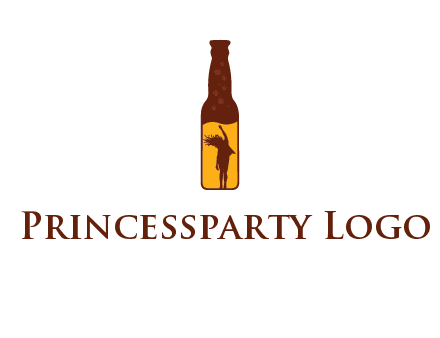 girl dancing inside wine bottle logo