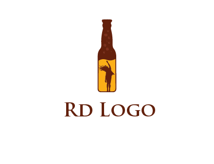 girl dancing inside wine bottle logo