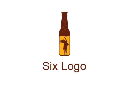 girl dancing inside wine bottle logo