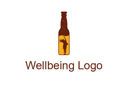 girl dancing inside wine bottle logo