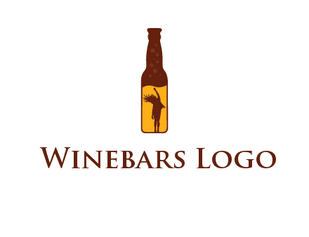 girl dancing inside wine bottle logo