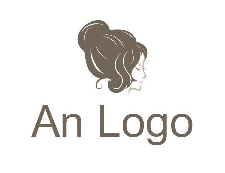 woman head with hair bun beauty logo icon