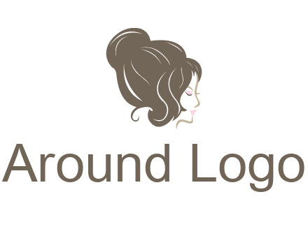 woman head with hair bun beauty logo icon