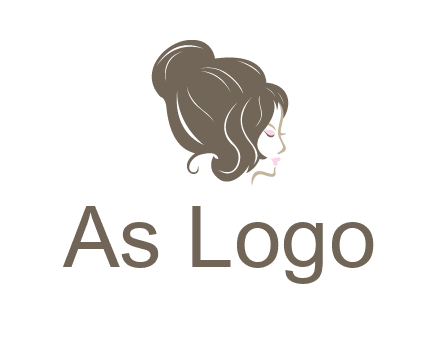 woman head with hair bun beauty logo icon