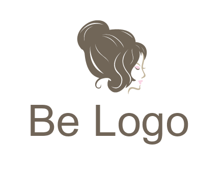 woman head with hair bun beauty logo icon