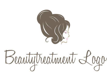 woman head with hair bun beauty logo icon