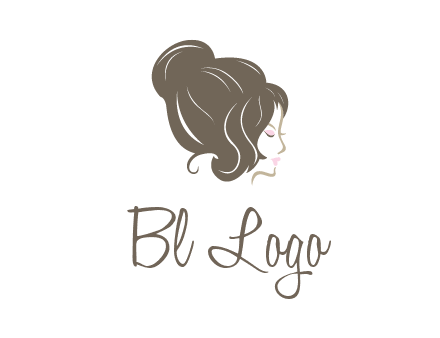 woman head with hair bun beauty logo icon