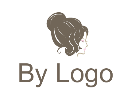 woman head with hair bun beauty logo icon
