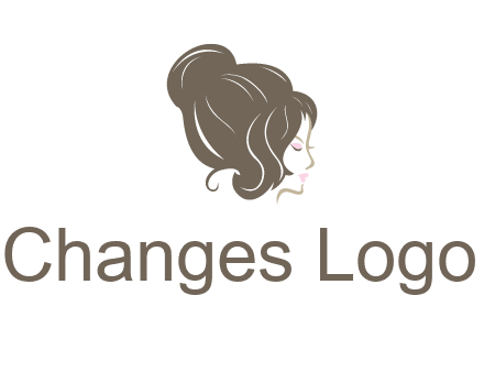 woman head with hair bun beauty logo icon