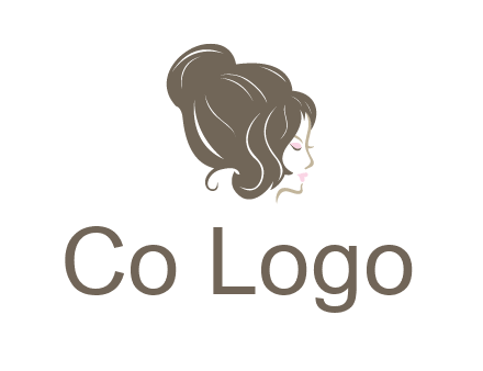 woman head with hair bun beauty logo icon