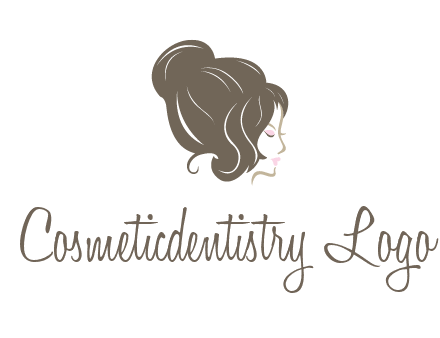 woman head with hair bun beauty logo icon