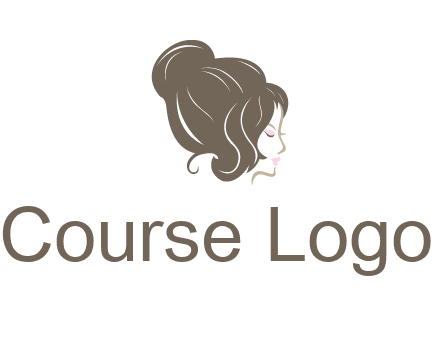 woman head with hair bun beauty logo icon